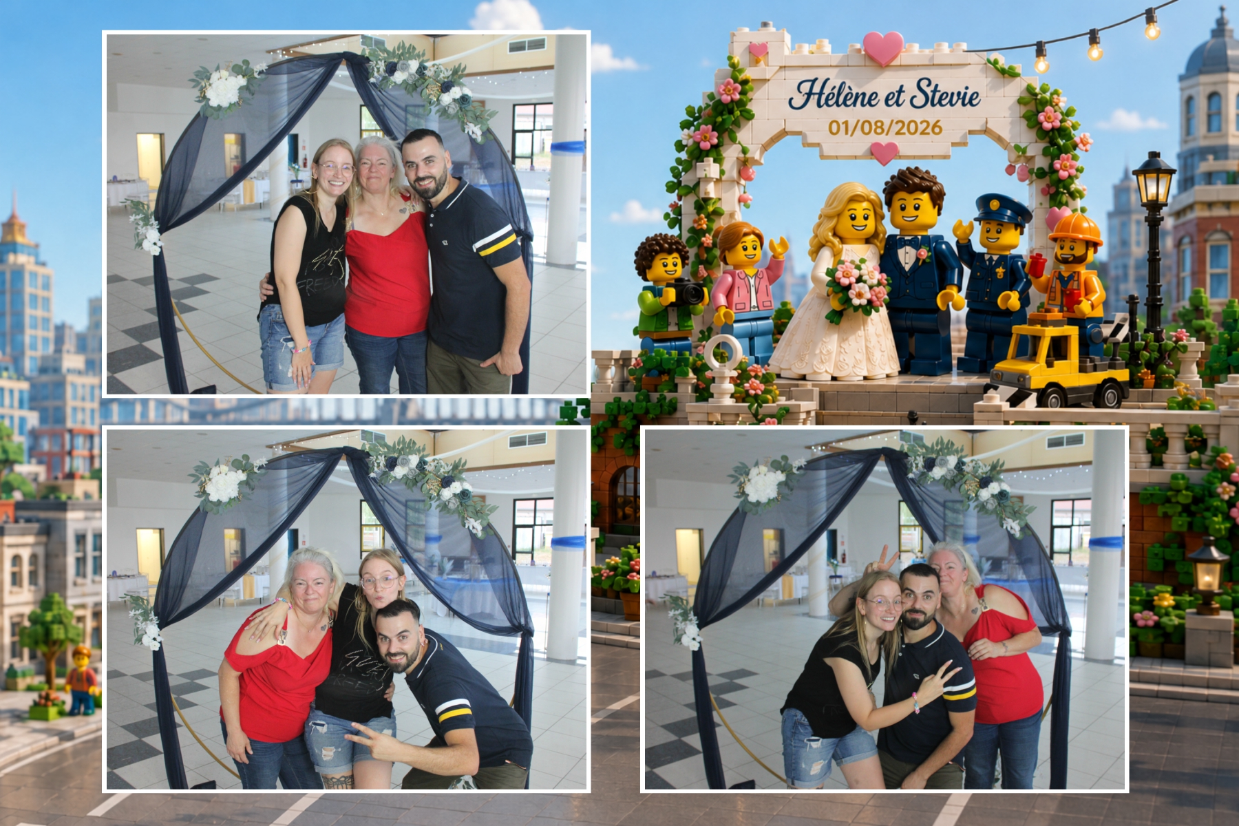 Photo souvenir du mariage d’Hélène et Stevie avec Estelle Photobooth